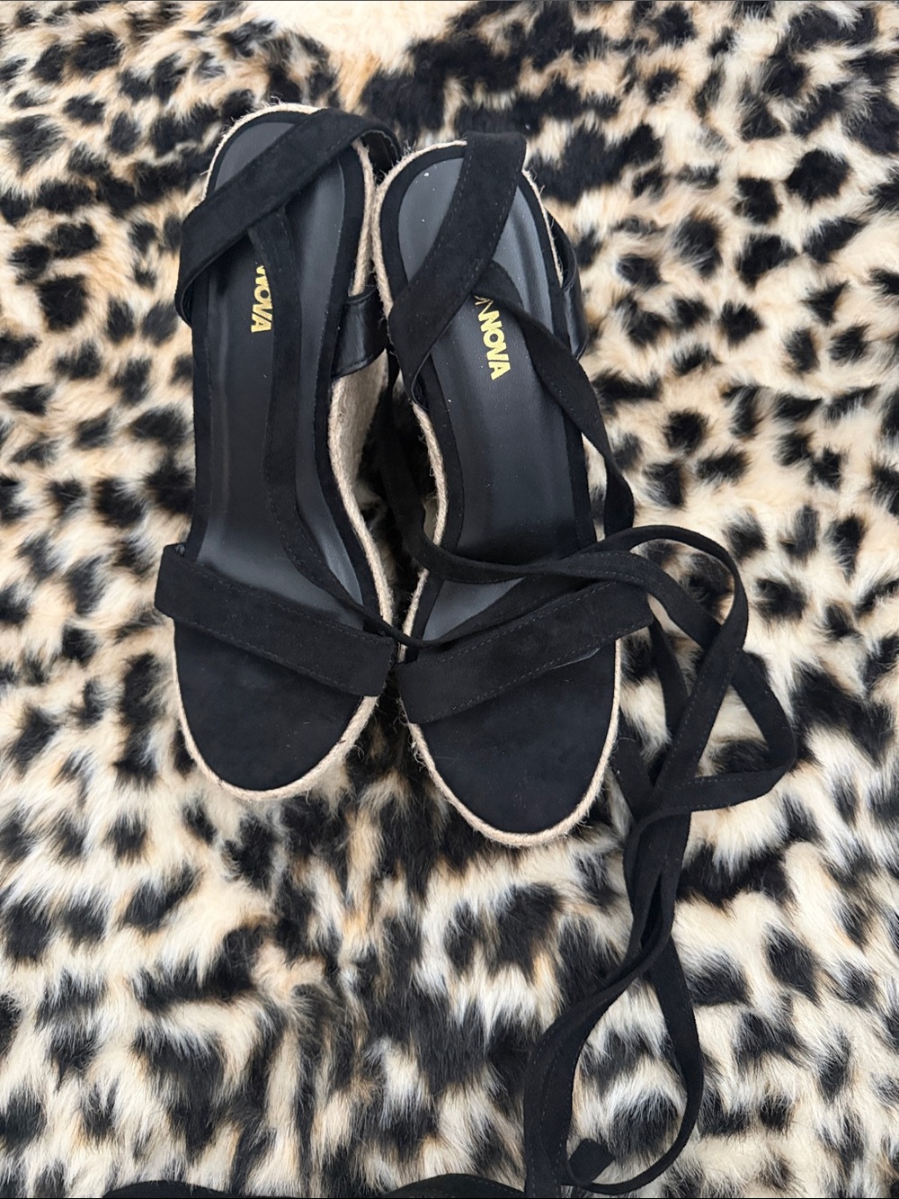 Black Lace-Up Fashion Nova  Wedges